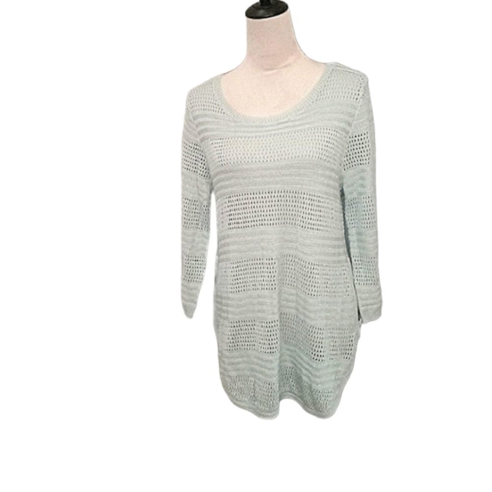 New York and Company Mint Green Shimmery/metallic  Open Knit Sweater . S…